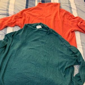 Old Navy Orange & Teal knit sweaters, Bundle of 2